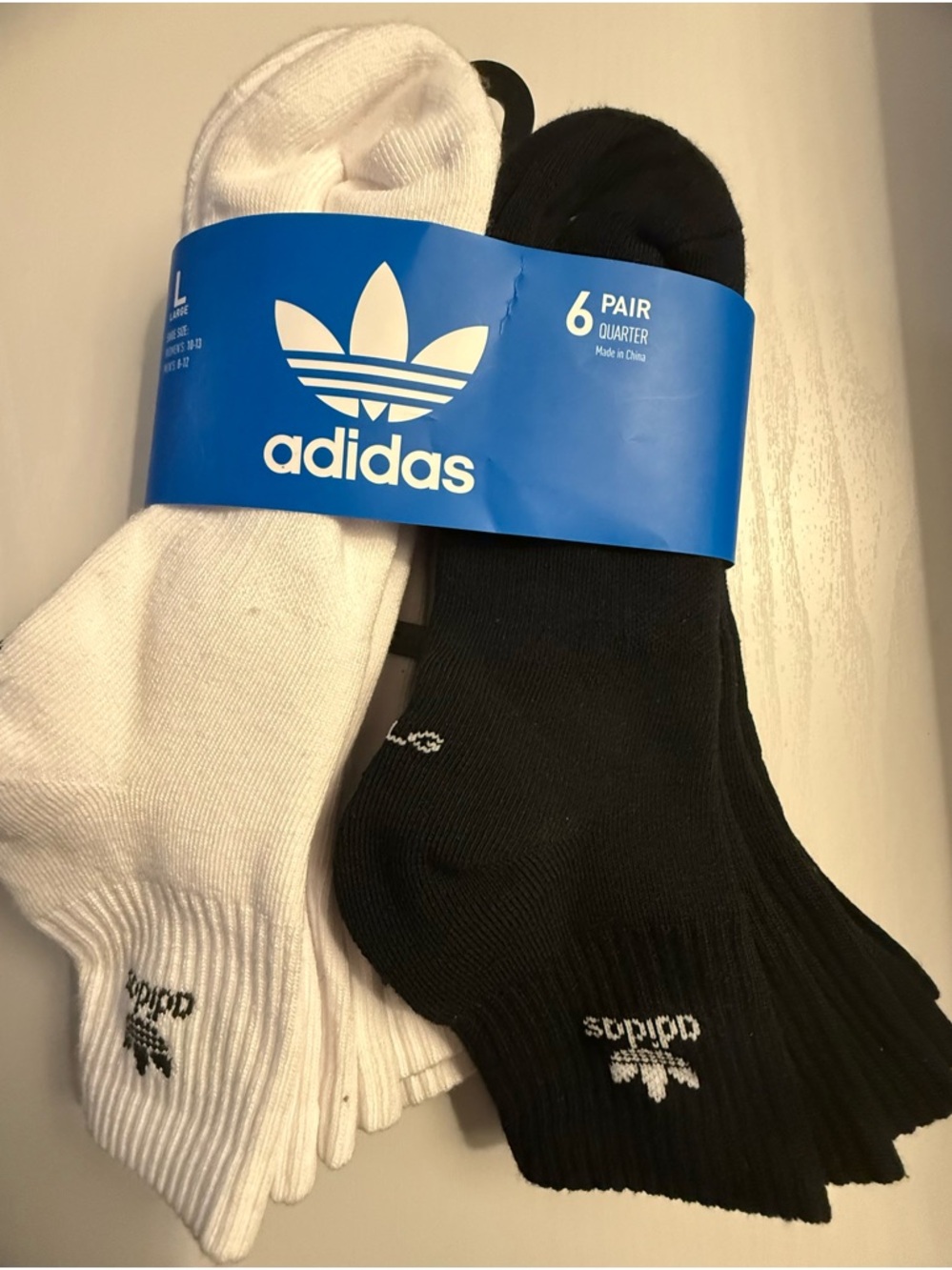 adidas Men’s 6-Pack Quarter Socks – Black & White